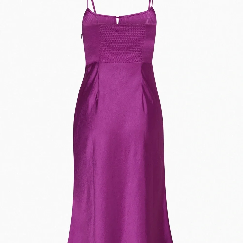 Purple Satin Slip Dress with Spaghetti Straps - Picture 2 of 6